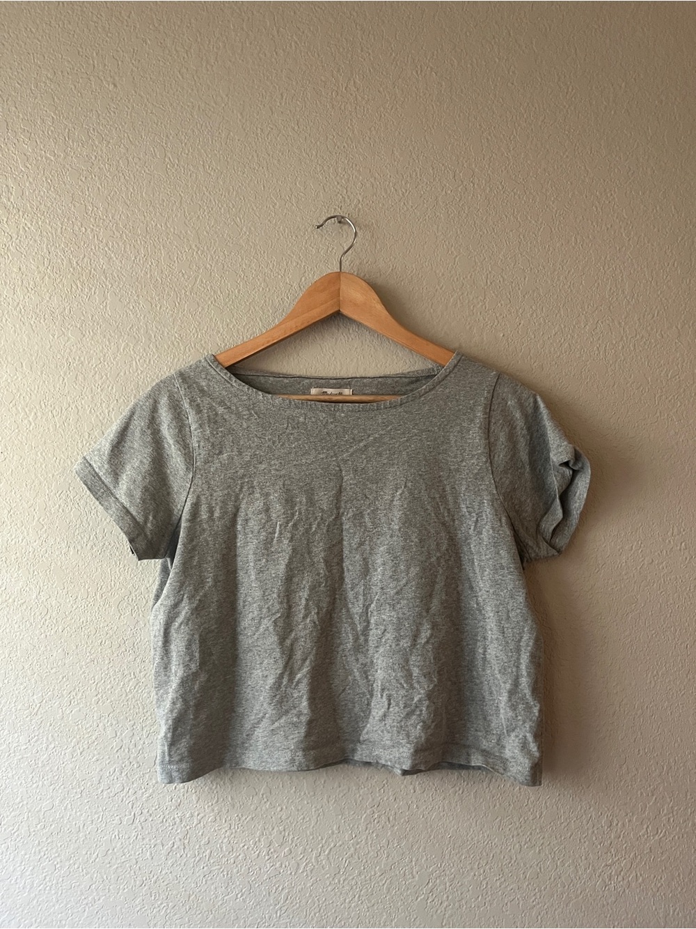 Madewell Heather Gray Short Sleeve Boxy Cropped Tee XS